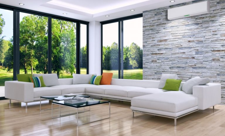 Modern bright room surrounded by nature