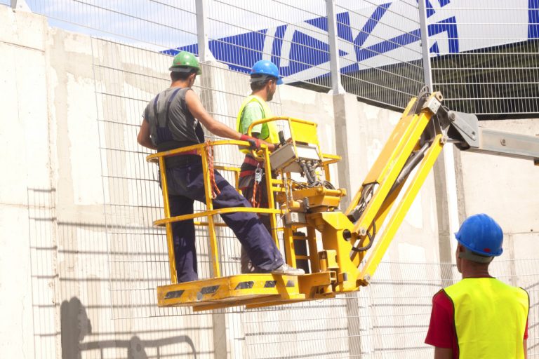 Construction crew on a platform