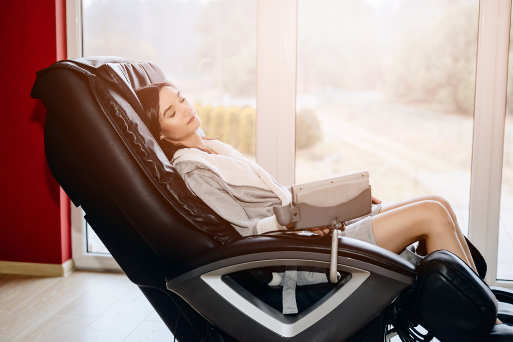 woman in massage chair